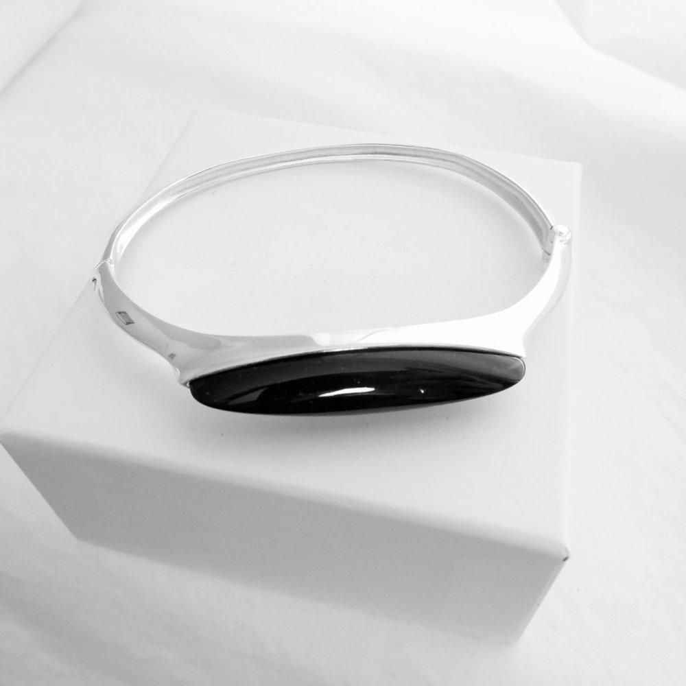Sterling Silver Cherry Amber Bangle Bracelet - image 1